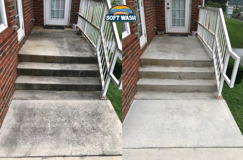 concrete steps pressure washing before and after